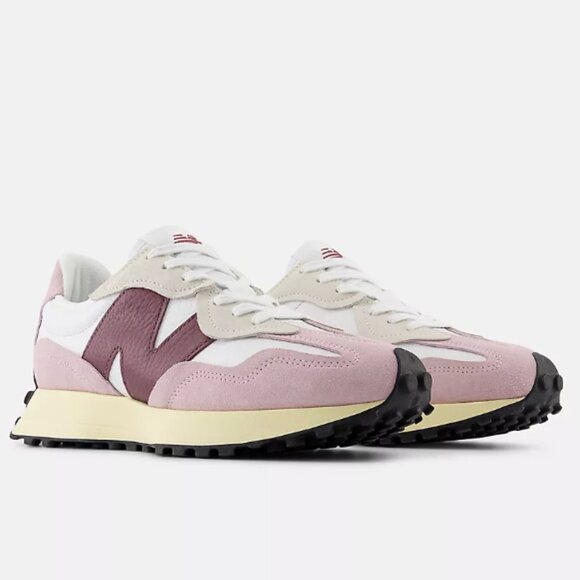 New Balance 327 Unisex W7.5 / M6 Leather Casual Sneaker Shoes Leather White Pink - Picture 7 of 10